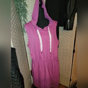 Pink Sleeveless Hoodie Dress XL